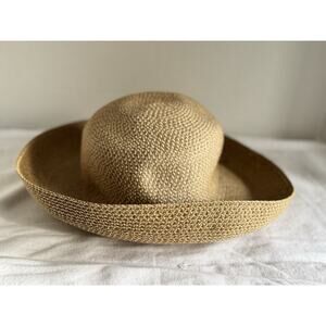 Betmar Beige Tan Woven Hat Paper Polyproplyene “straw” Bucket Sun Floppy Hat